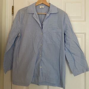 ARITZIA Wilfred free blue & white poplin shirt